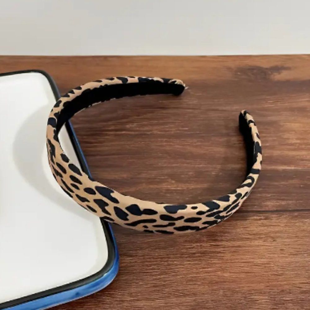 Gold Cheetah Satin Top Knot Headband